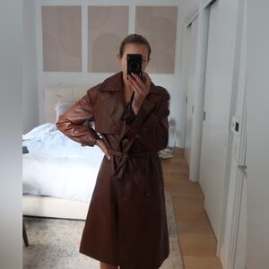 ARITZIA VEGAN LEATHER MIDI TRENCHCOAT